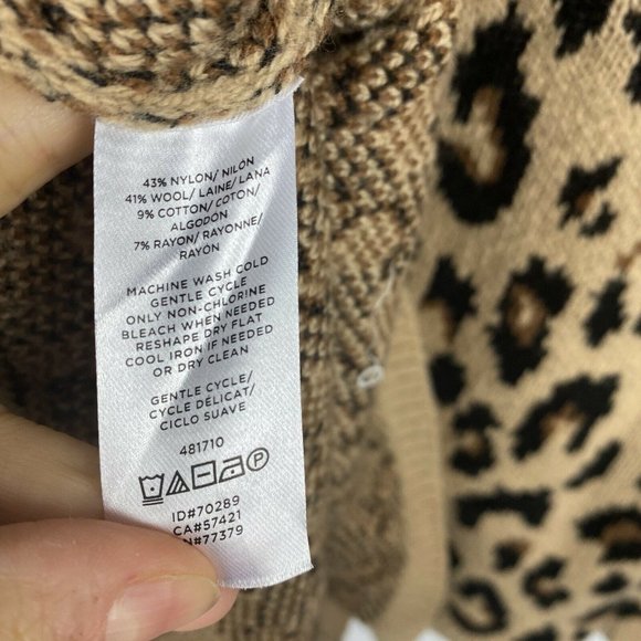 Ann Taylor Womens Pullover Sweater Leopard Spotted Mock Neck Wool Blend Size XS - Picture 5 of 6